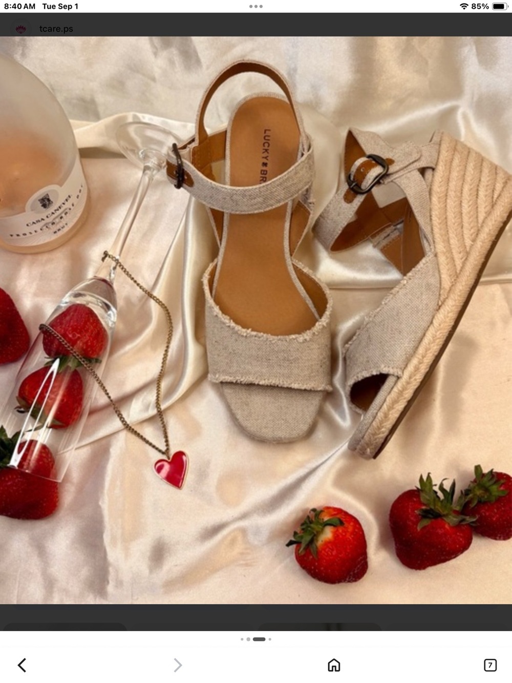 Lucky Brand Natural Beige Espadrille Wedge Sandals NWT